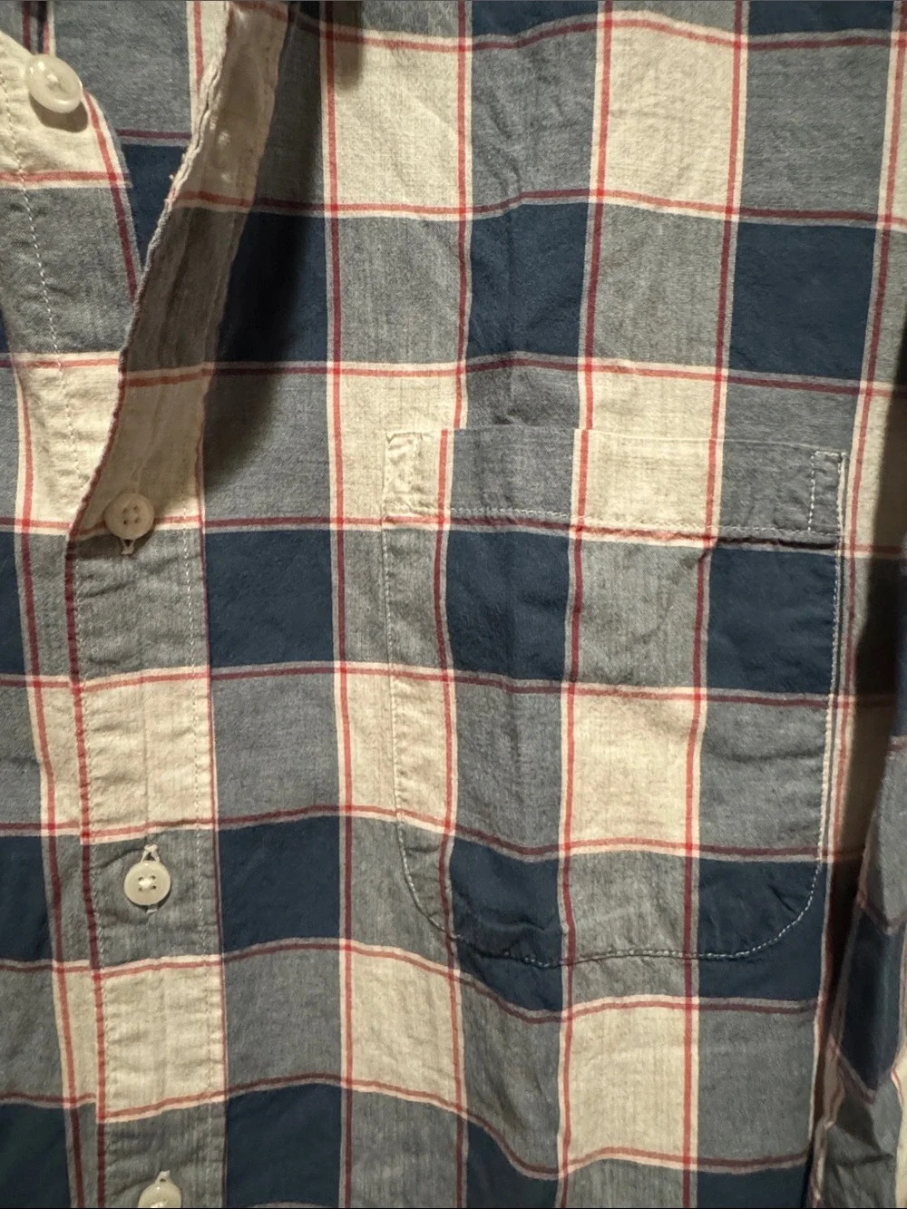 J.Crew Classic Blue and White Plaid Men's Button-Down Shirt - Slim Large
